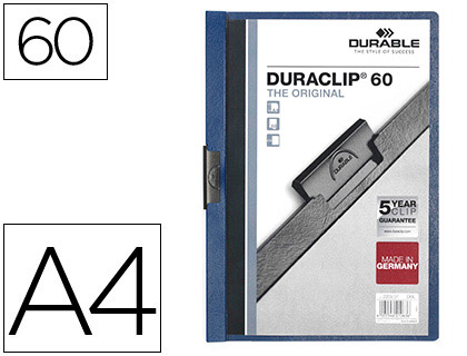 Carpeta dossier pinza lateral Durable azul oscuro 60 hojas